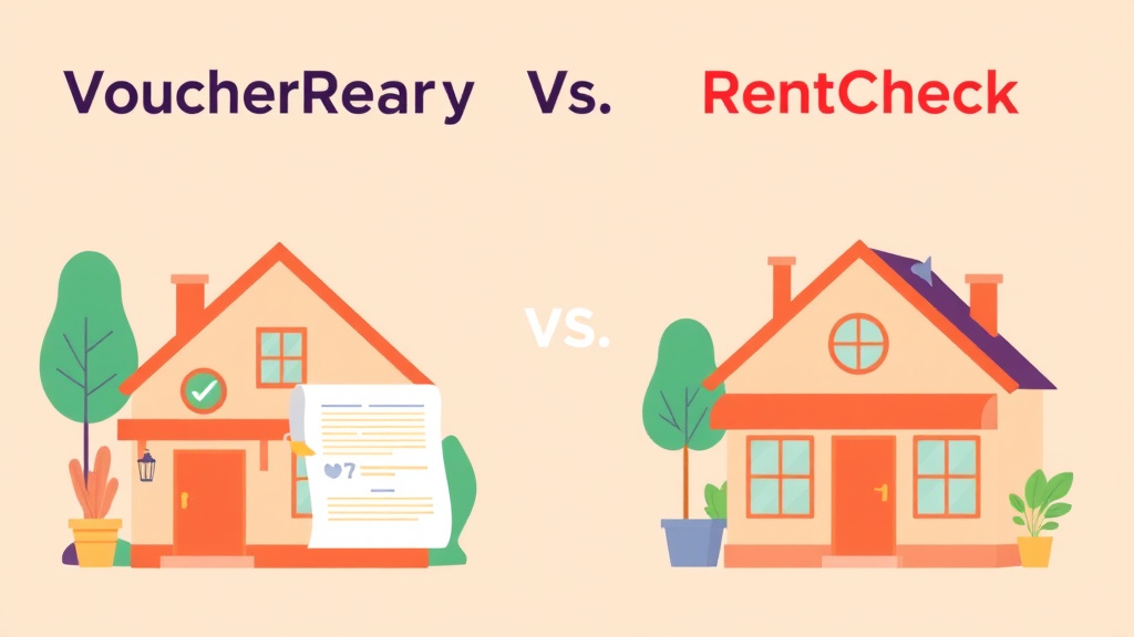 A professional illustration depicting voucherReady vs RentCheck
