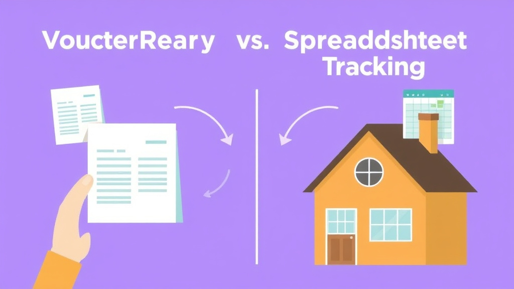 Step-by-step visual guide for implementing voucherReady vs Spreadsheet Tracking