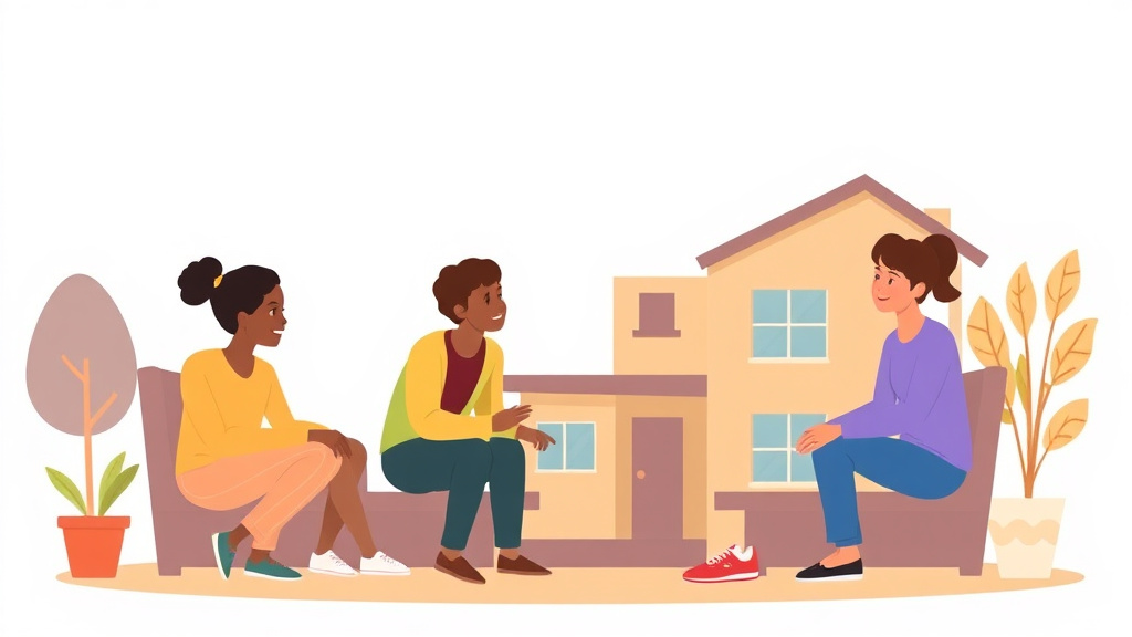 A professional illustration depicting HUD Foster Youth Initiative Updates