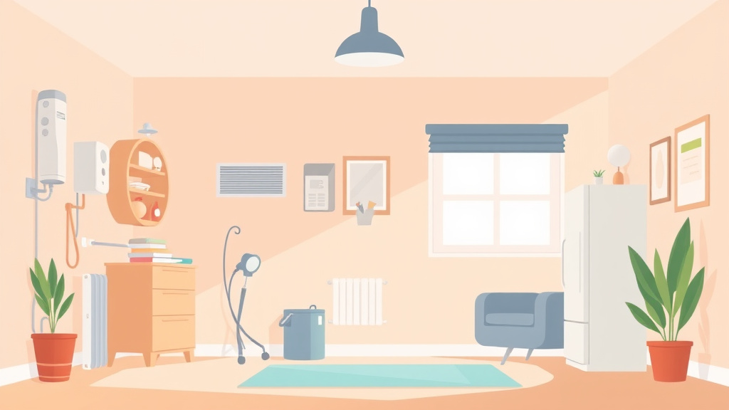 A professional illustration depicting utility Room Inspection Preparation