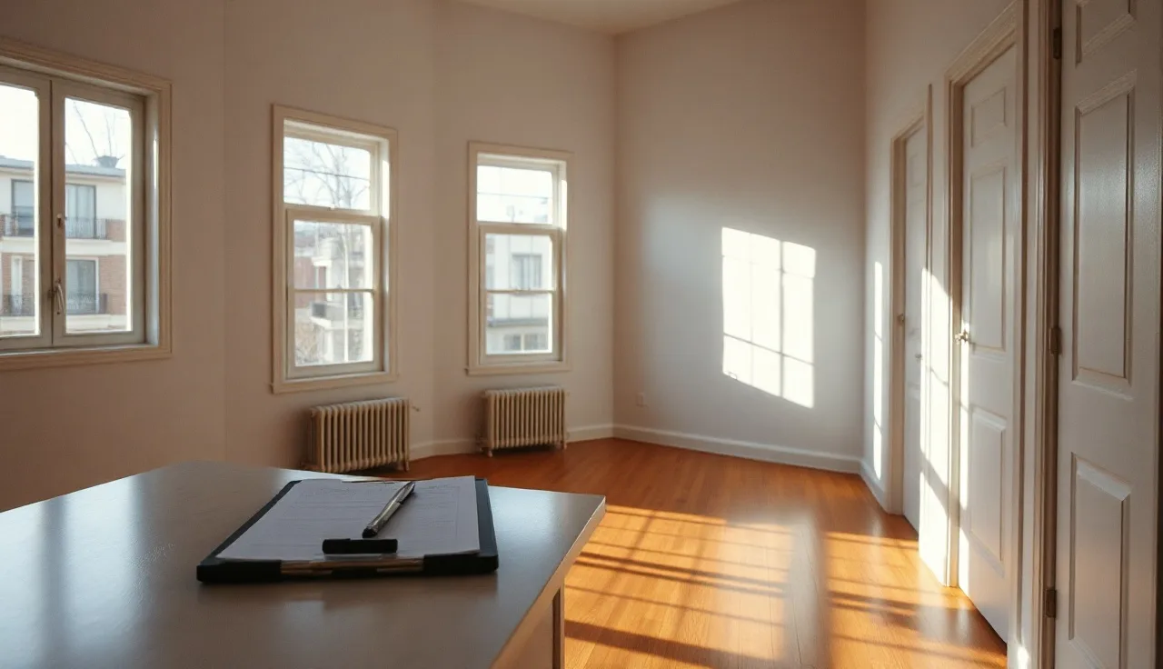 Empty apartment interior awaiting Section 8 inspection before tenant move-in
