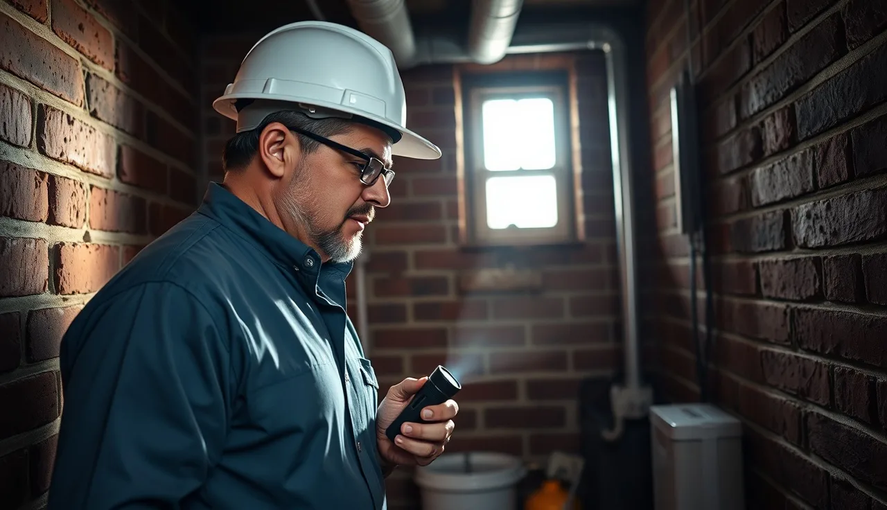 Inspector checking utility room during a Section 8 housing inspection in Chicago