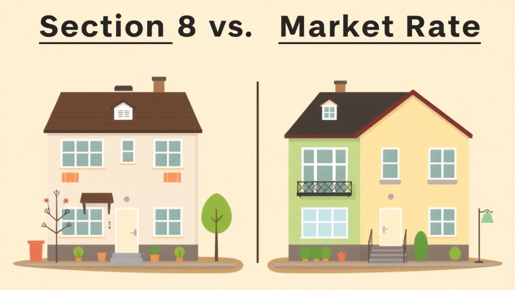 Illustration showing key concepts related to section 8 vs market rate tenants