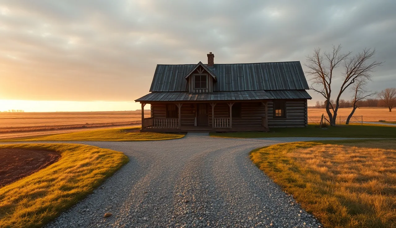 Rural farmhouse on open farmland, a setting where section 8 housing searches are challenging