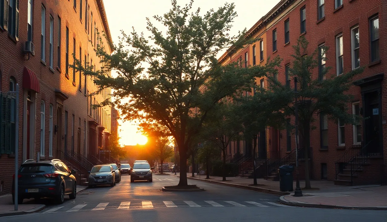 DC rowhouse block at golden hour showing residential street for Section 8 porting