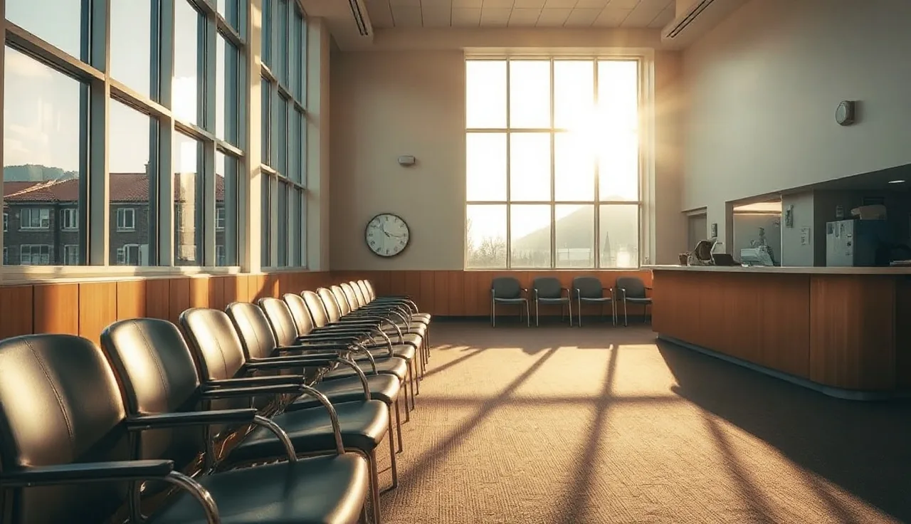 Sunlit public housing authority lobby with service counter, relevant to Section 8 porting process