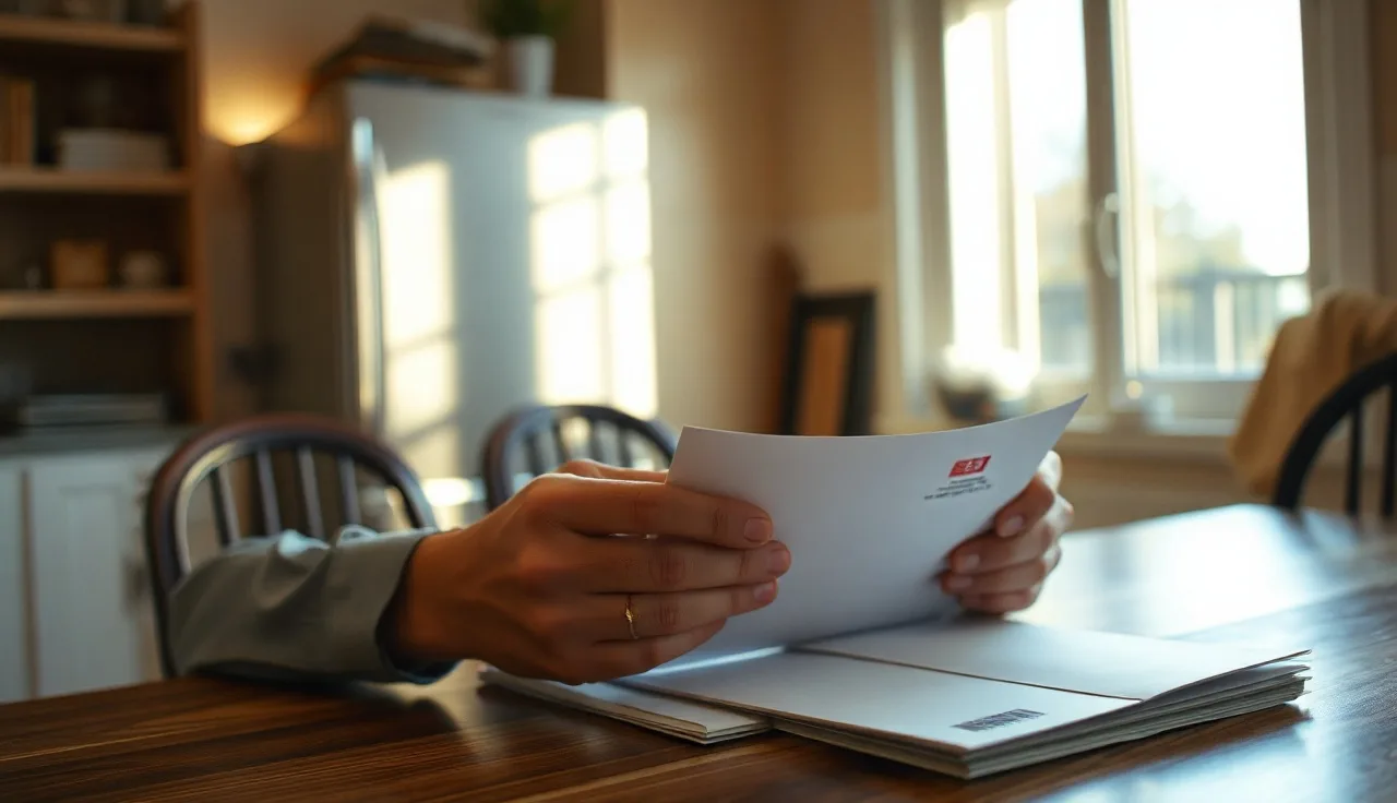 Person reviewing portability paperwork from two housing authorities at a kitchen table