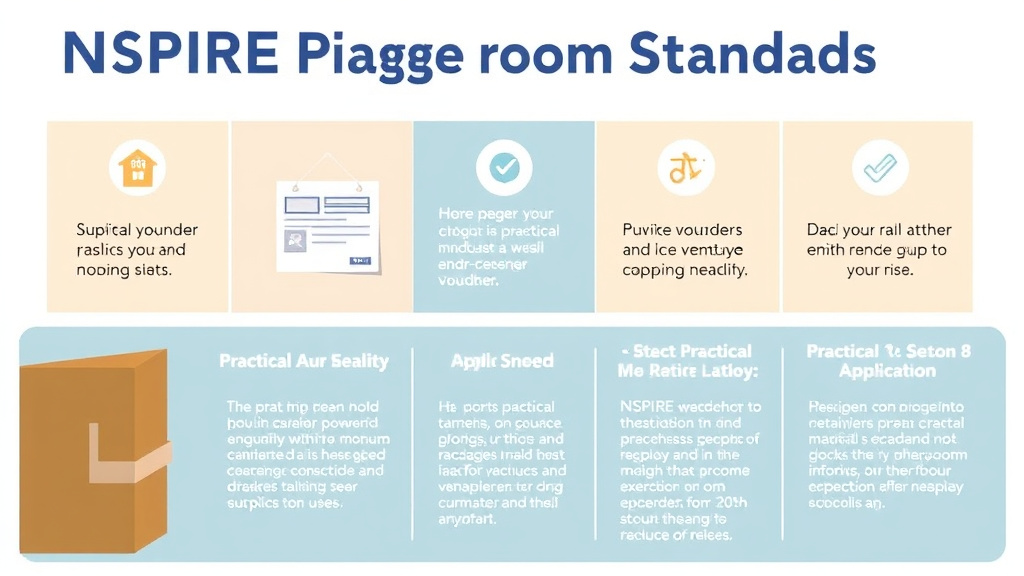 Visual guide for practical steps in nspire package room standards