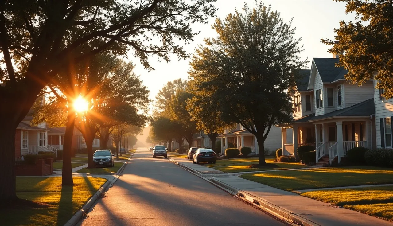 Quiet tree-lined residential street with well-kept homes in a high opportunity neighborhood