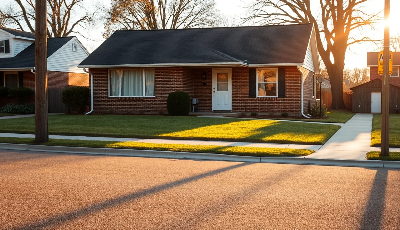 Single-family brick house on a residential street available for section 8 rent