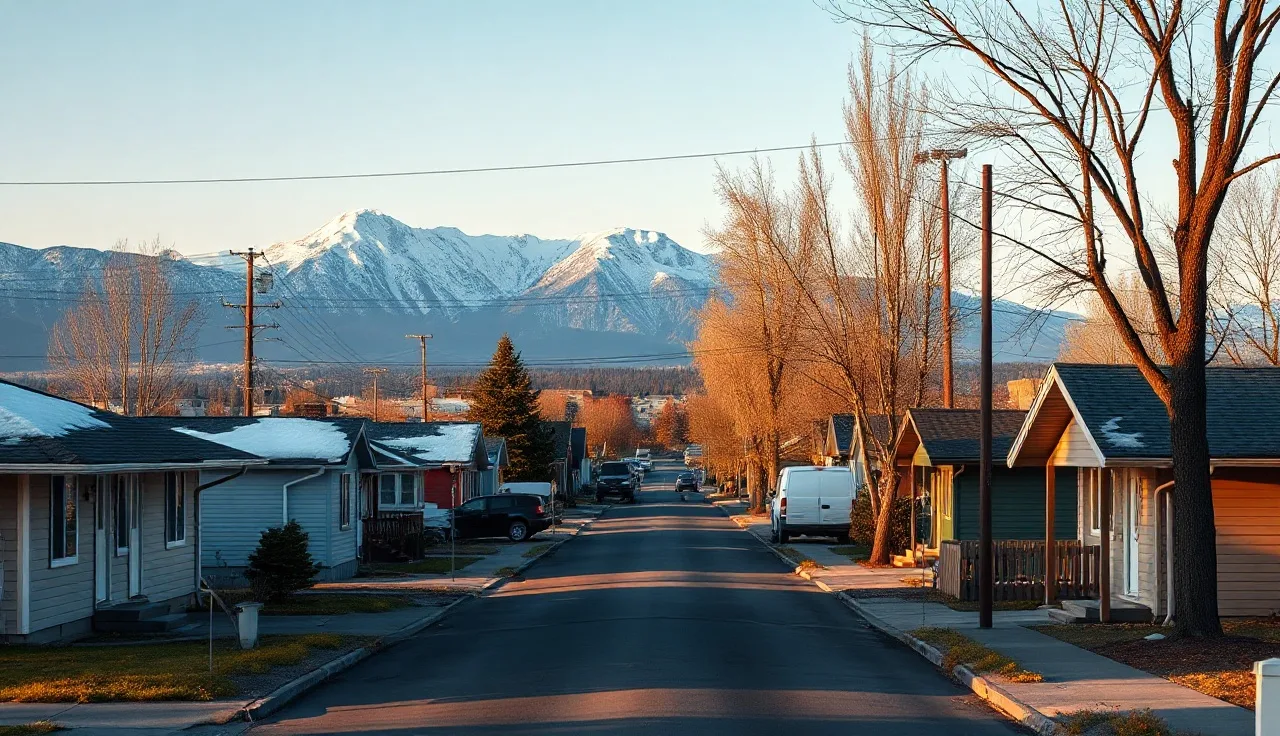 Anchorage Alaska residential neighborhood with Chugach Mountains in the background