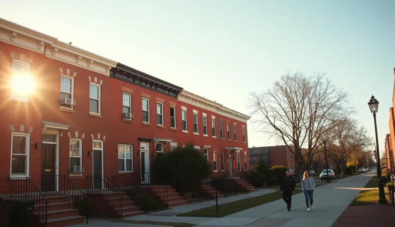 Baltimore row houses on a sunny morning, a familiar neighborhood rental housing scene