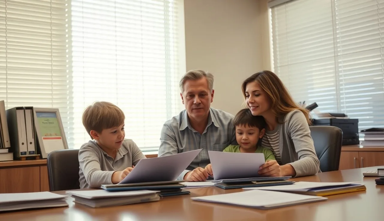 Family meeting with a housing caseworker in a Kern County office building