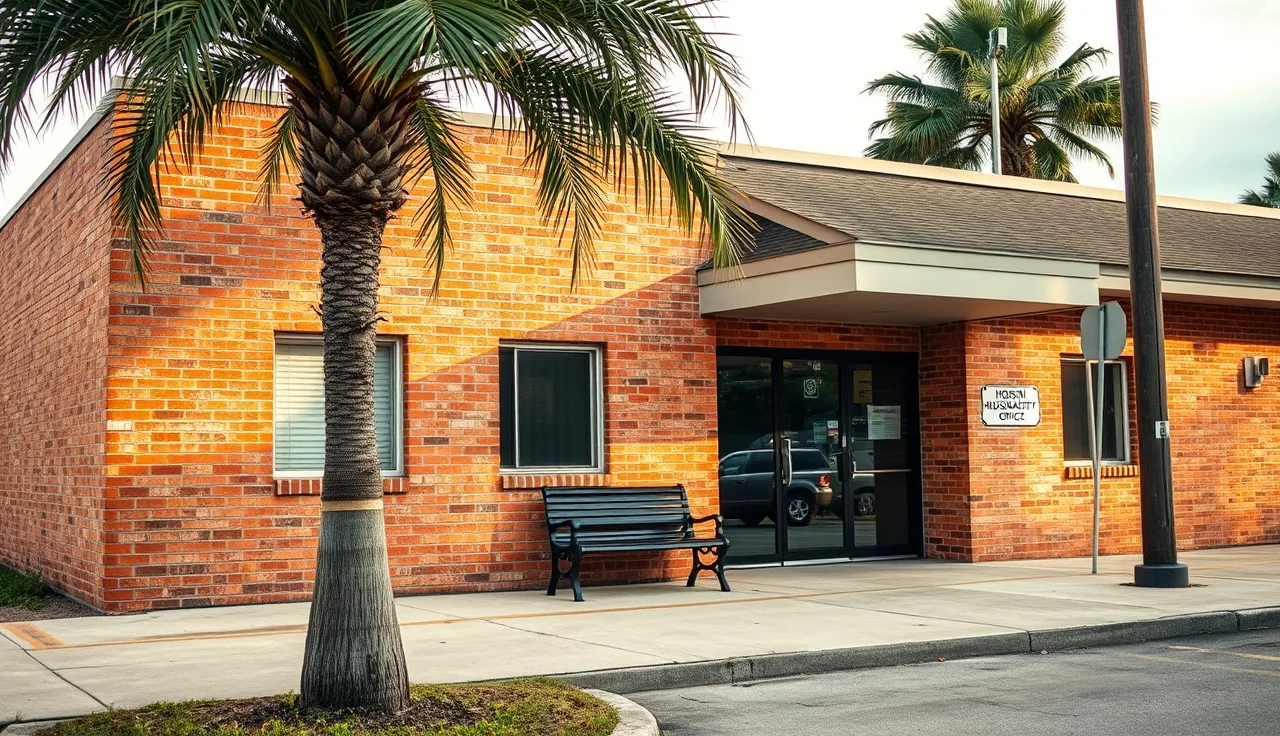 Exterior of a housing authority office building in Lakeland Florida morning light