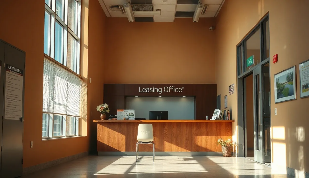 Sunny leasing office interior at an Orlando housing authority building