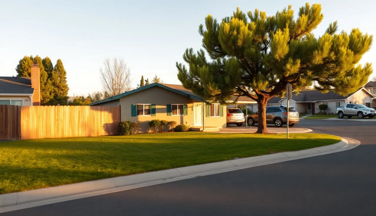 Single-story rental home on a quiet Reno residential street in afternoon light