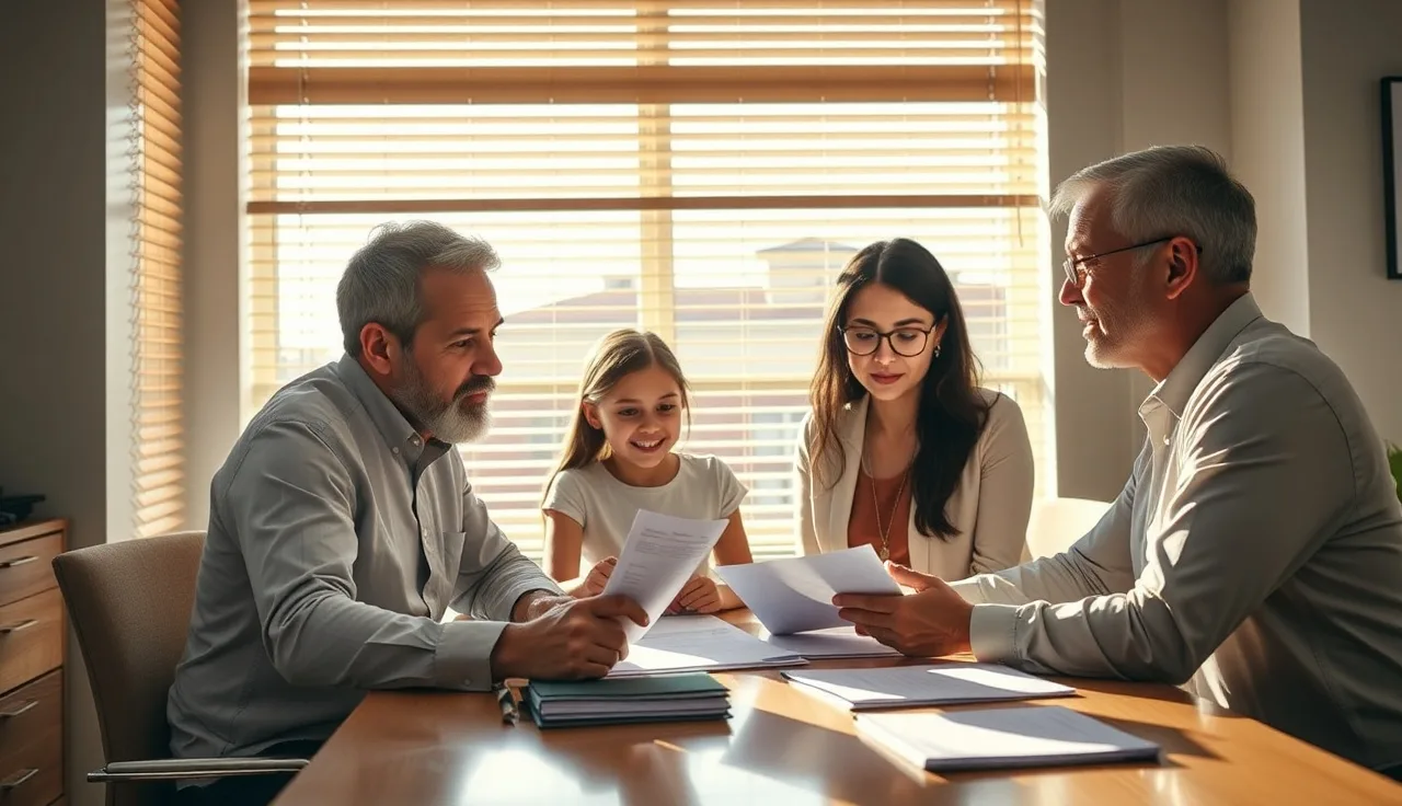 Housing counselor helping a family with rental assistance paperwork in a Kansas City office