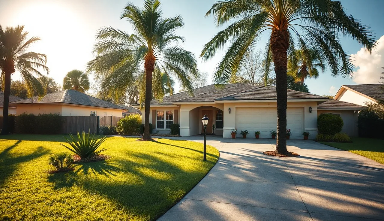 Single-family home in a North Port Florida neighborhood on a sunny afternoon
