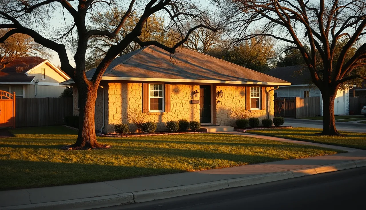 Single-story San Antonio rental house on a residential street in afternoon light
