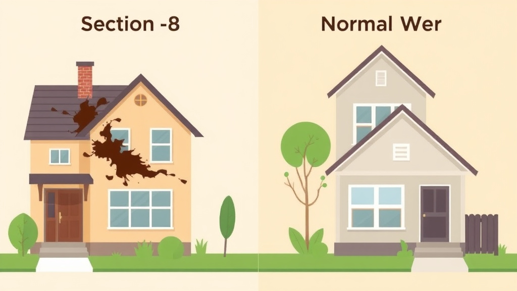 Educational graphic covering the essentials of section 8 Damage vs Normal Wear