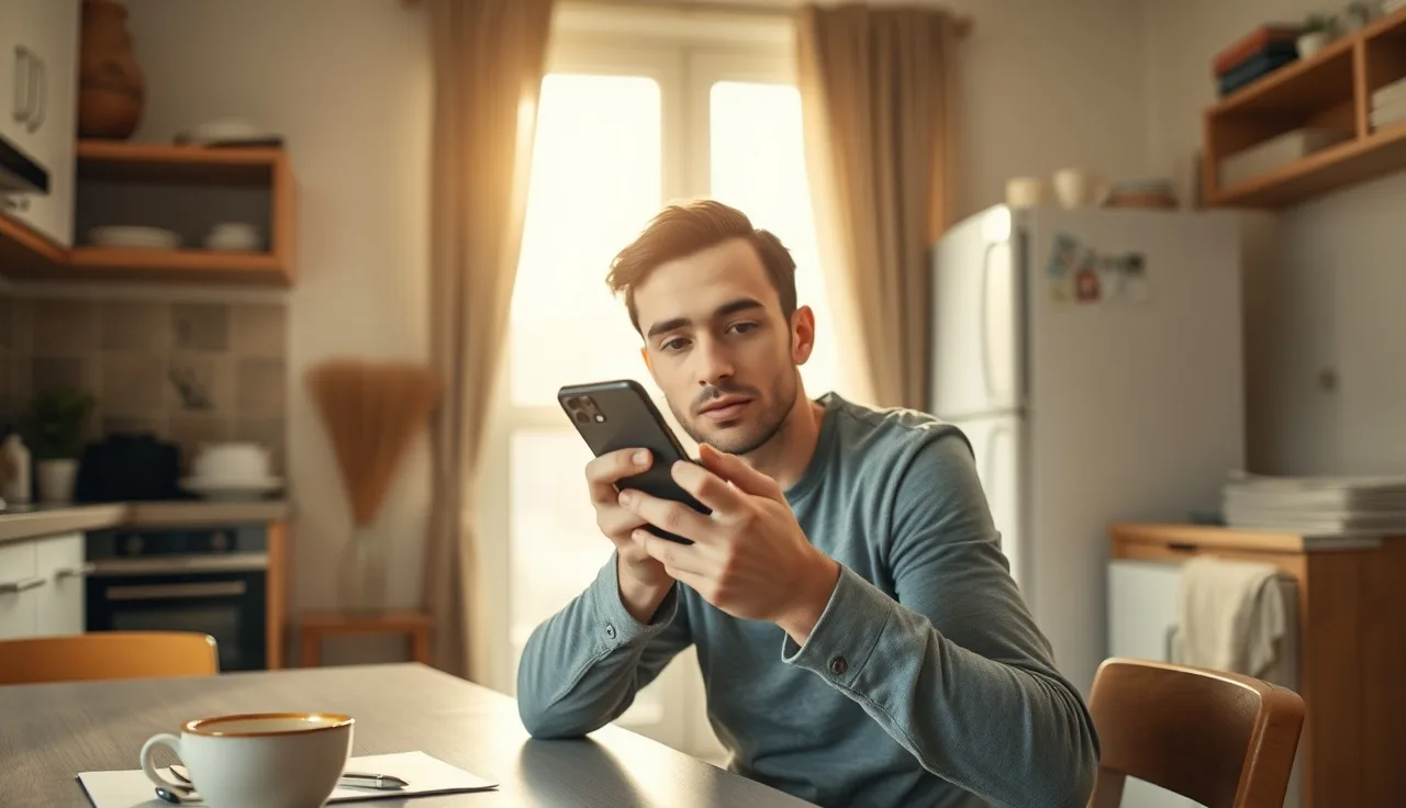 Person using a smartphone to search for Section 8 housing at home
