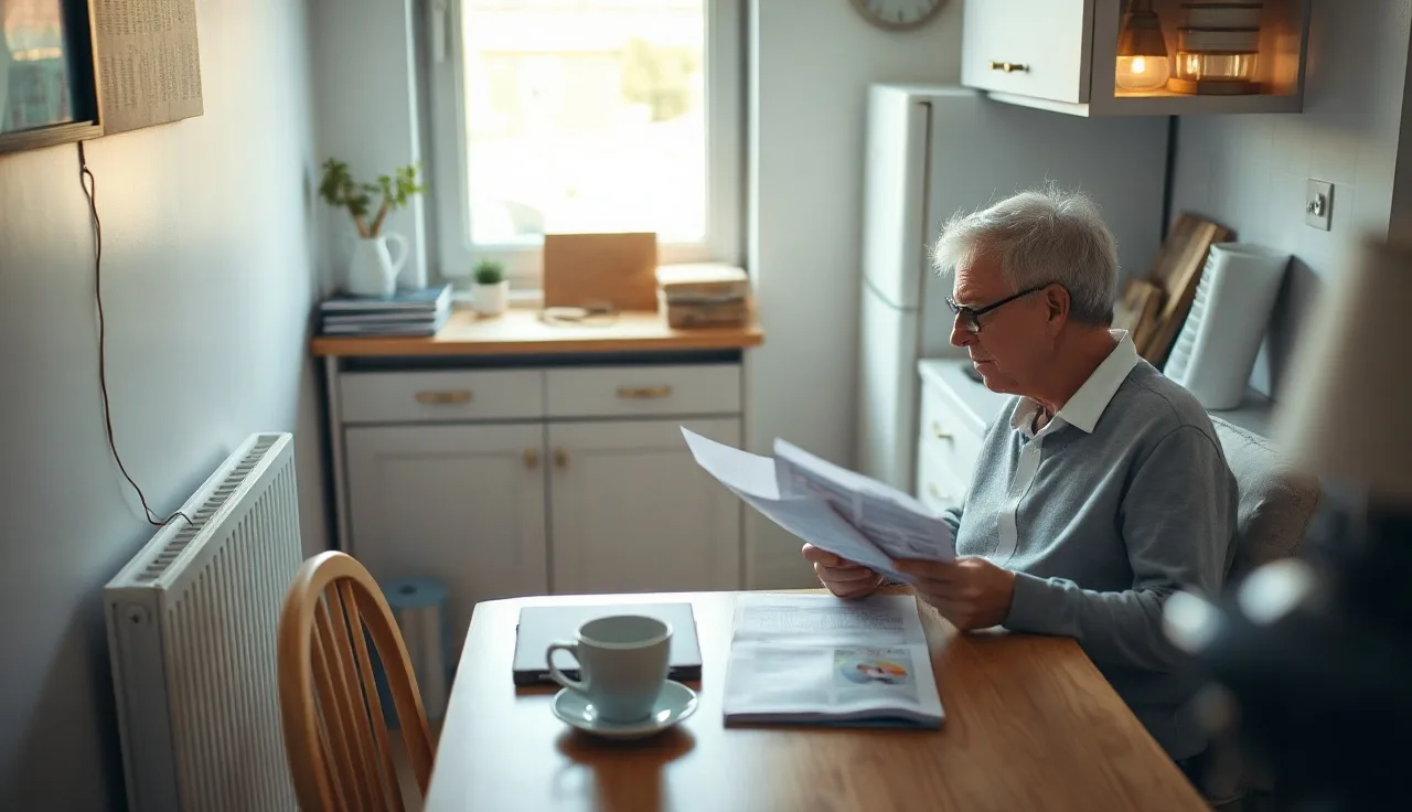 Single adult reviewing Section 8 housing documents at a kitchen table