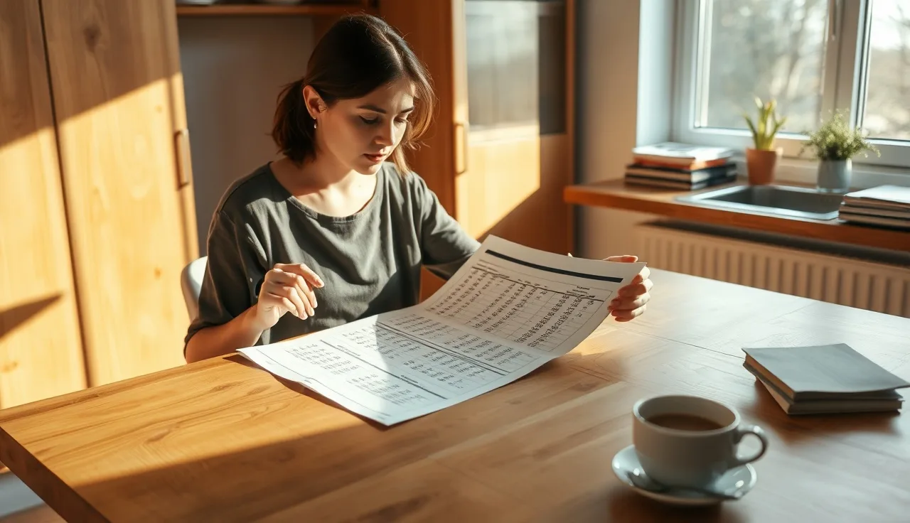 Woman reviewing her Family Self-Sufficiency escrow savings chart at home