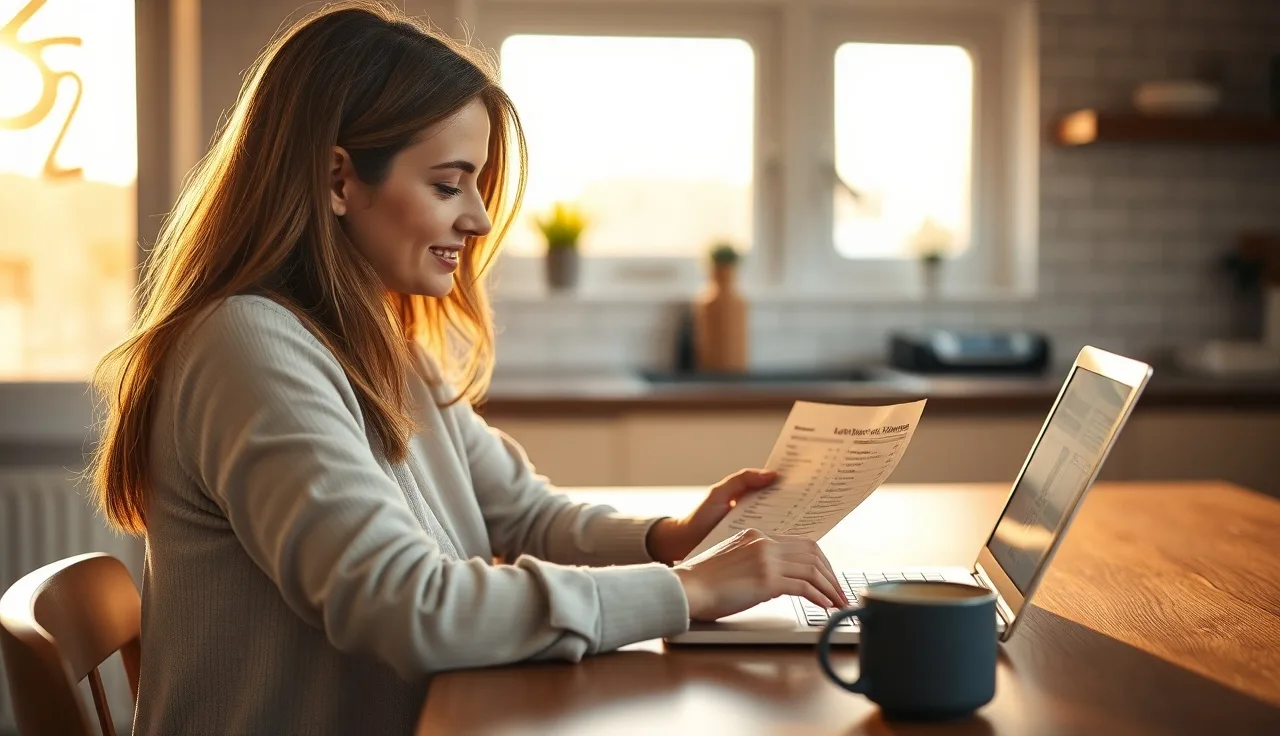 Woman searching for Section 8 friendly landlord listings on a laptop at home