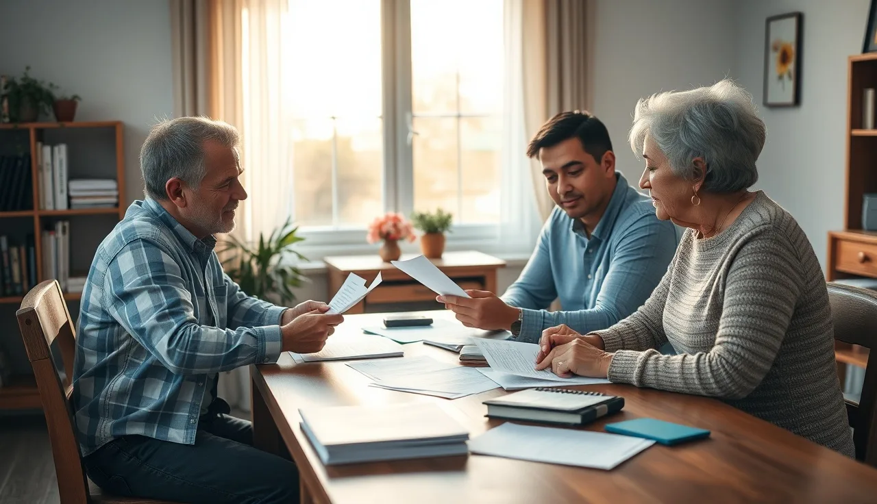 Housing counselor and tenant reviewing documents at a community office table