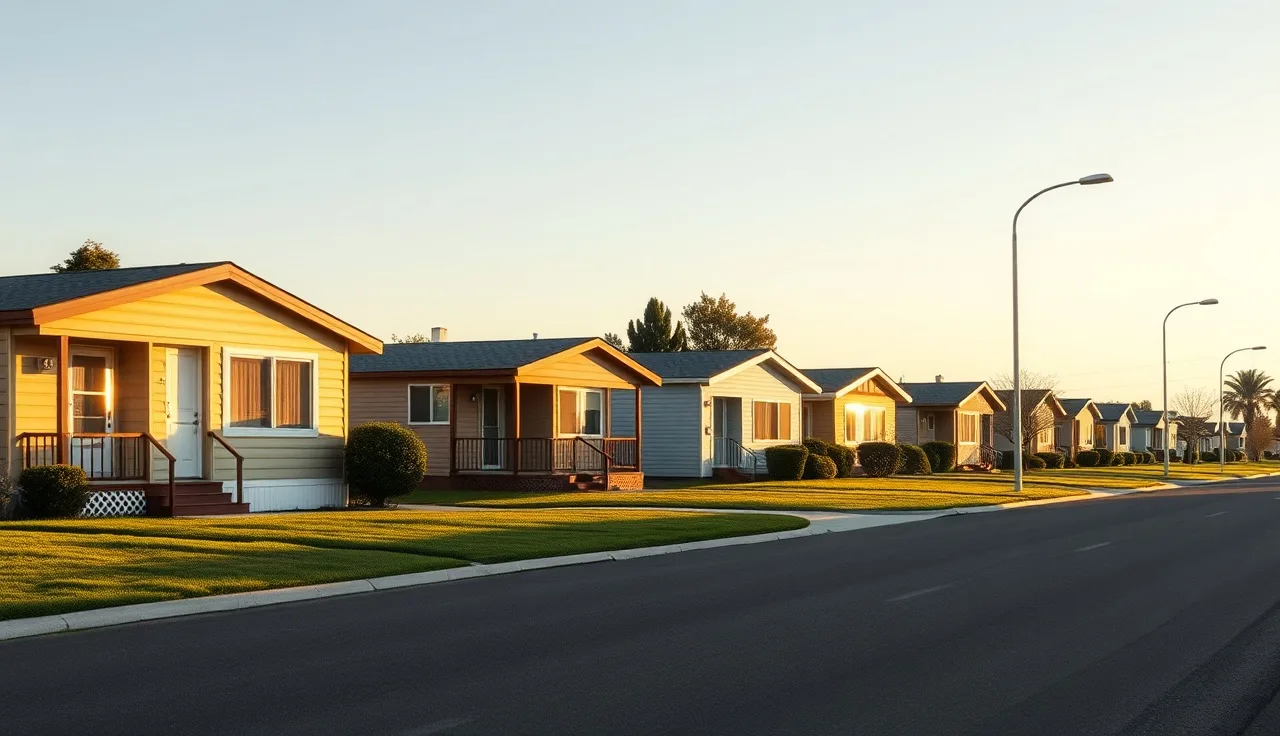 Modest rental homes on a quiet Central Valley street in afternoon light