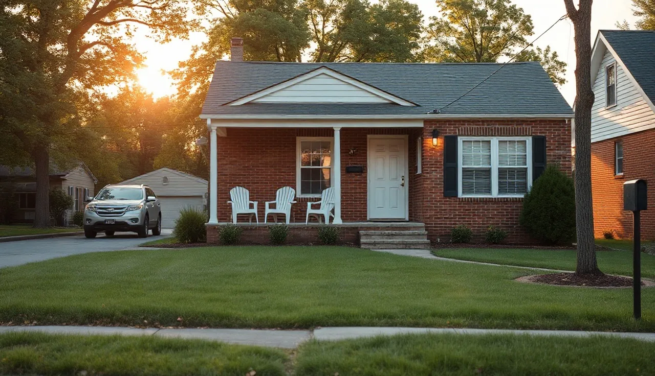 Single-family brick rental home on a residential street, available for voucher renters