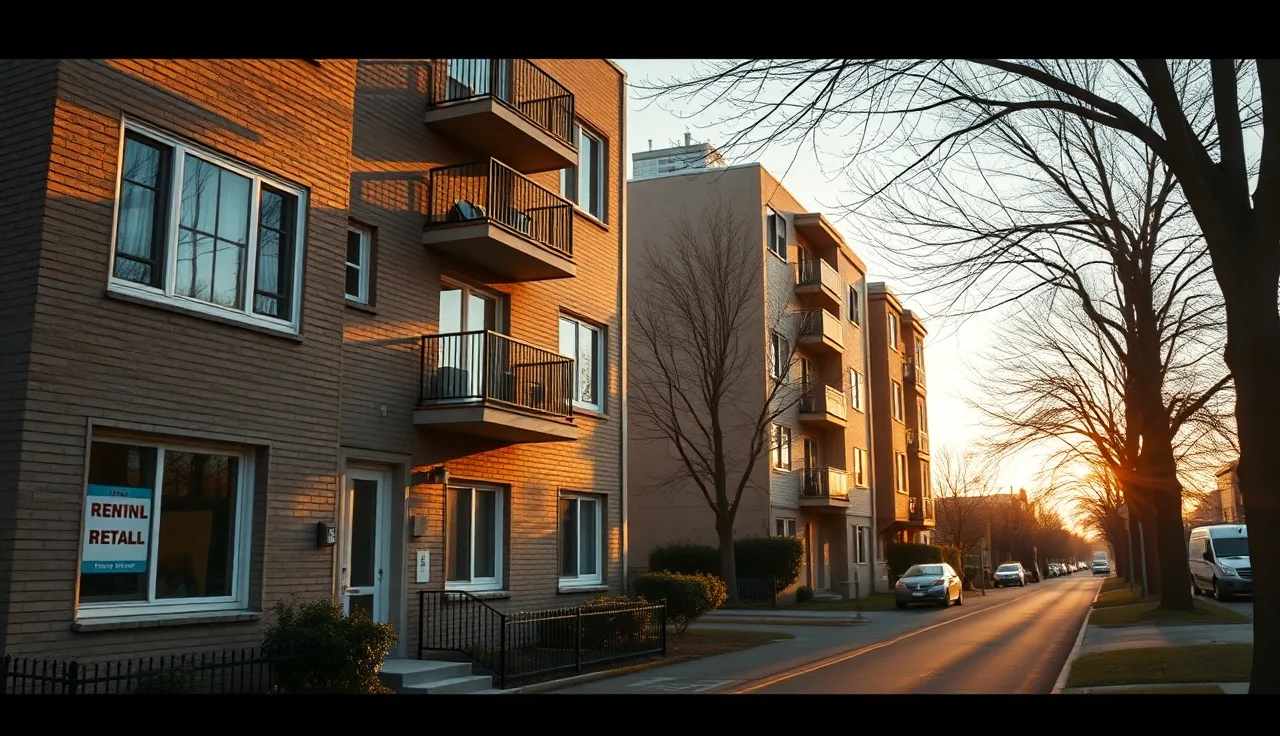 Two apartment buildings on a residential street illustrating different housing voucher types