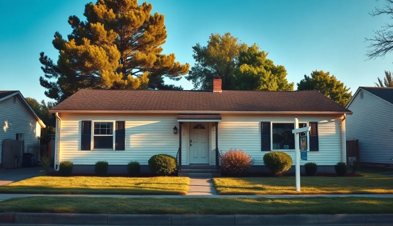 Single-story suburban house for sale on a quiet residential street