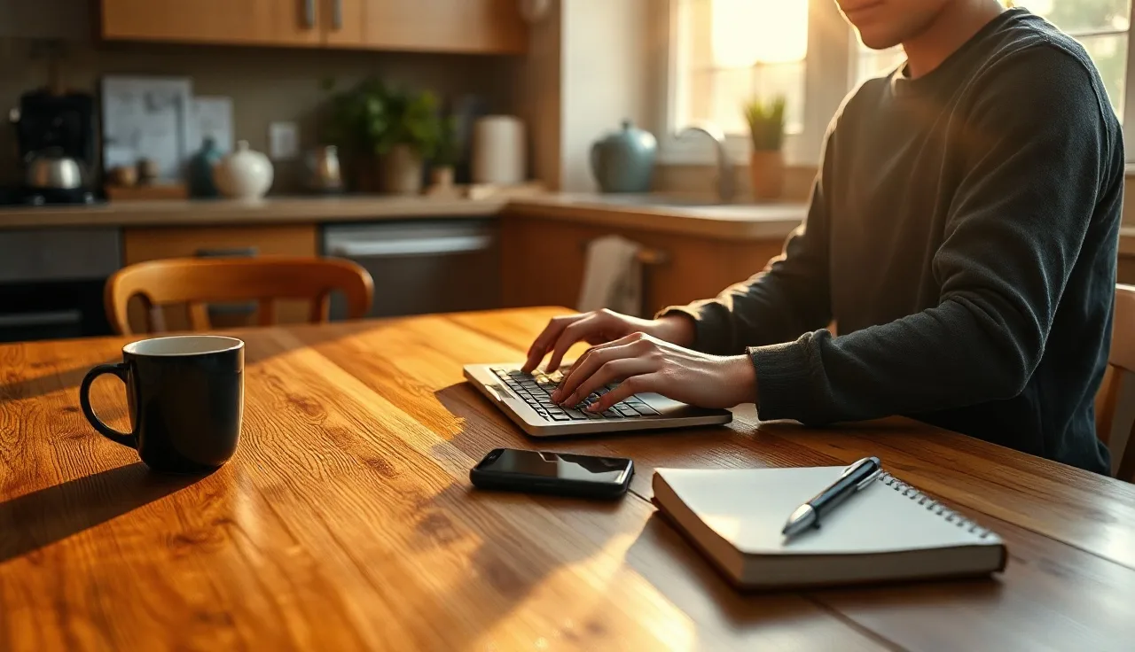 Person completing a housing assistance application on a laptop at home