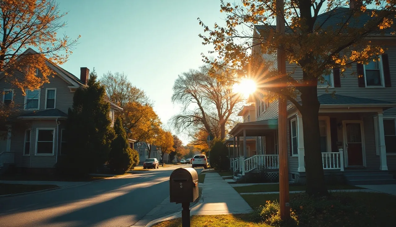 Residential rental homes on a quiet Port Jervis street in autumn afternoon light